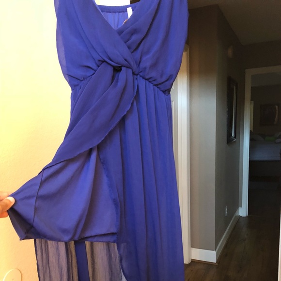 Royal blue long back dress - Picture 3 of 4